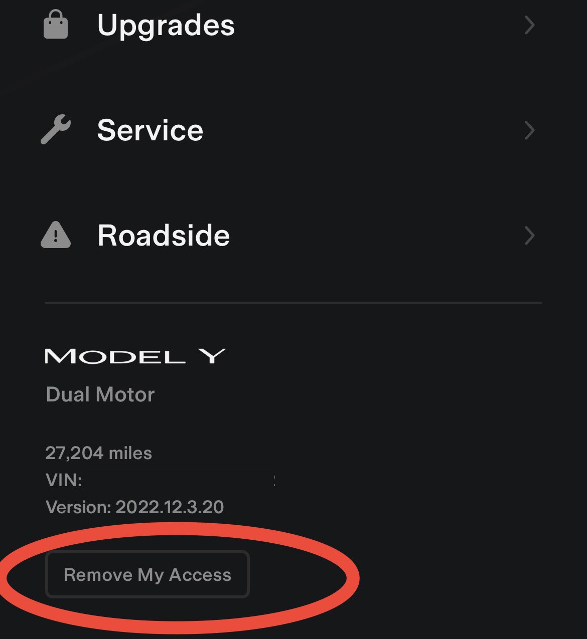 Tesla Remove Access feature in update 4.12
