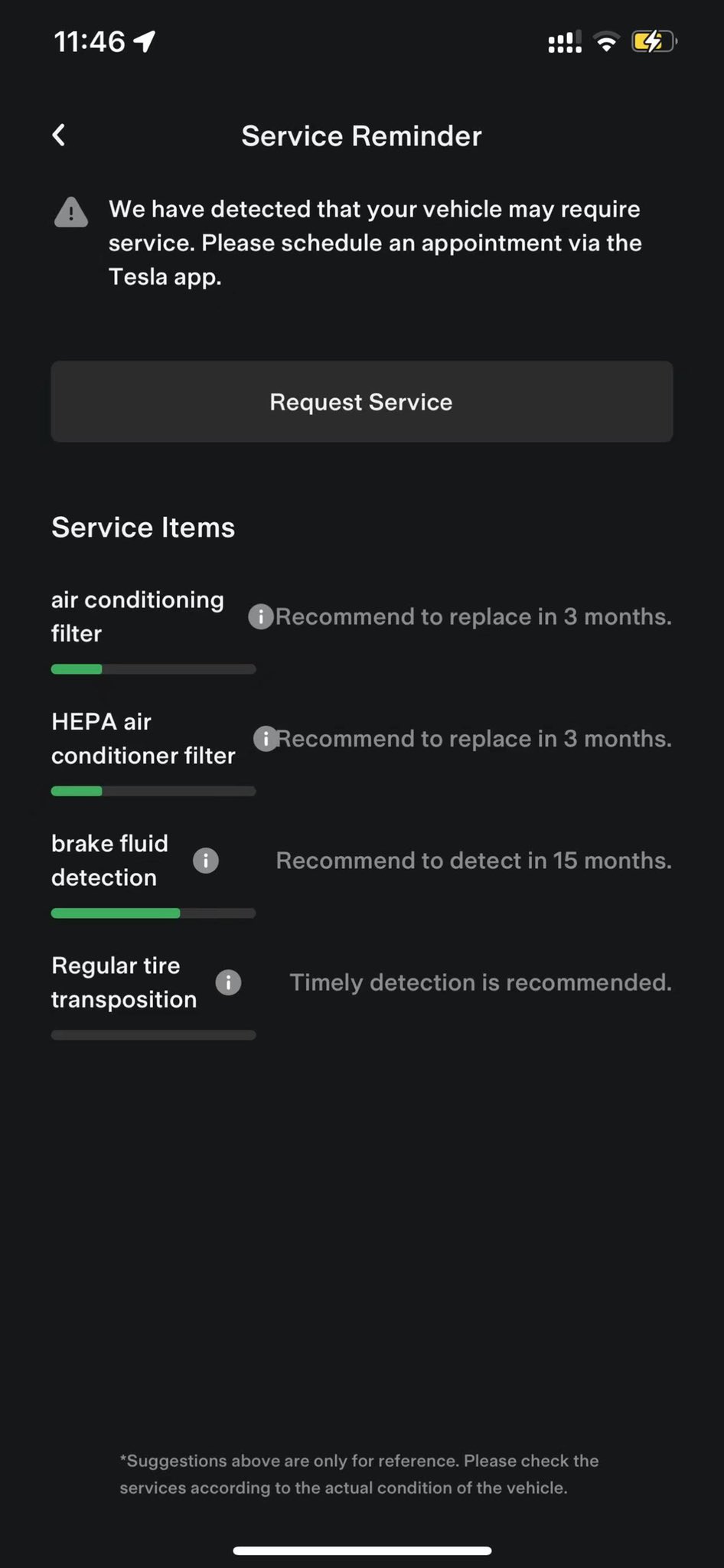 Tesla Service Reminders feature in update 4.12