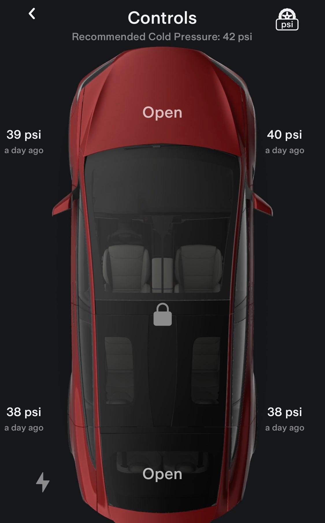 Tesla Tire Pressure feature in update 4.12