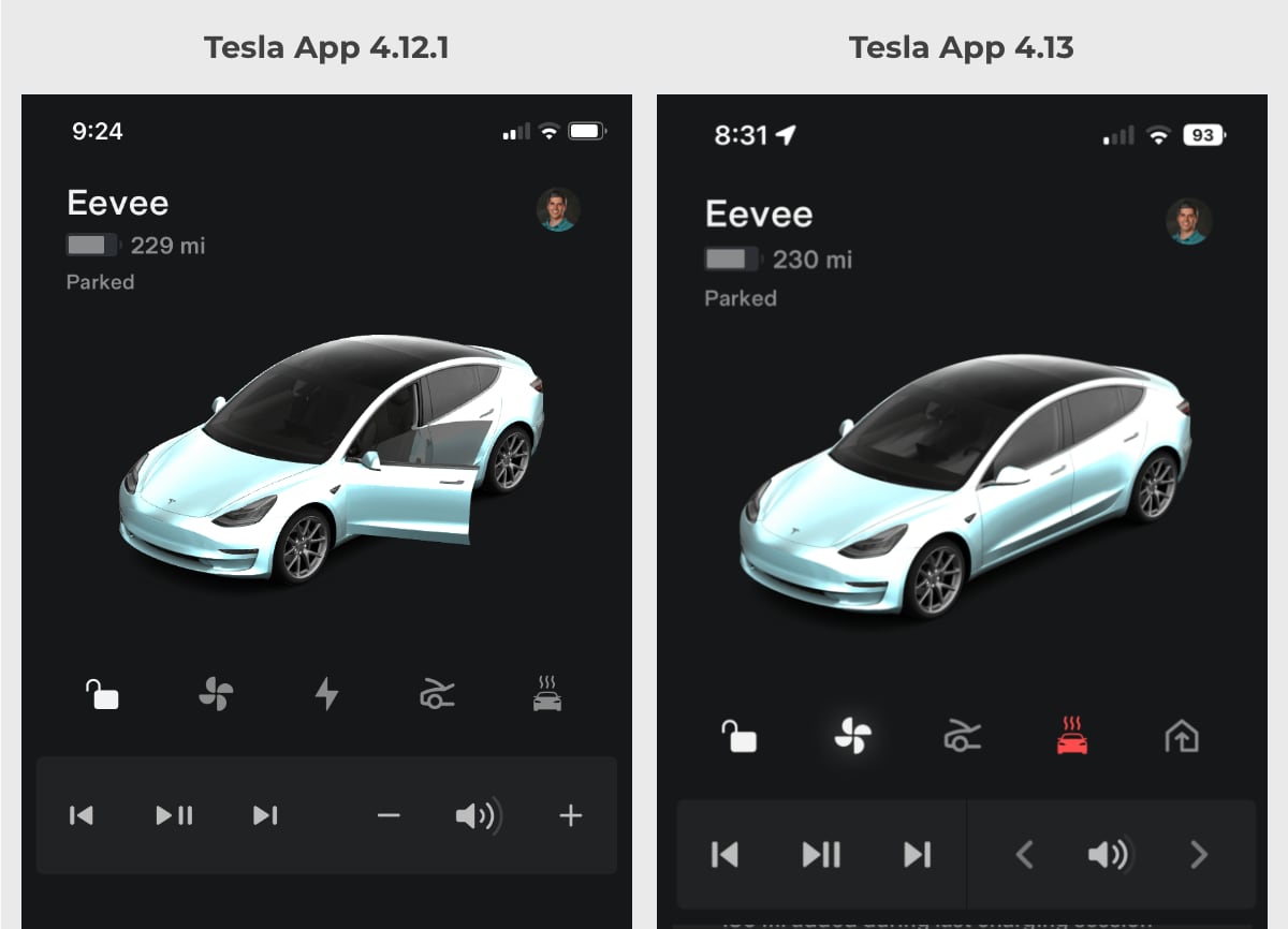 Tesla Music Controls feature in update 4.13