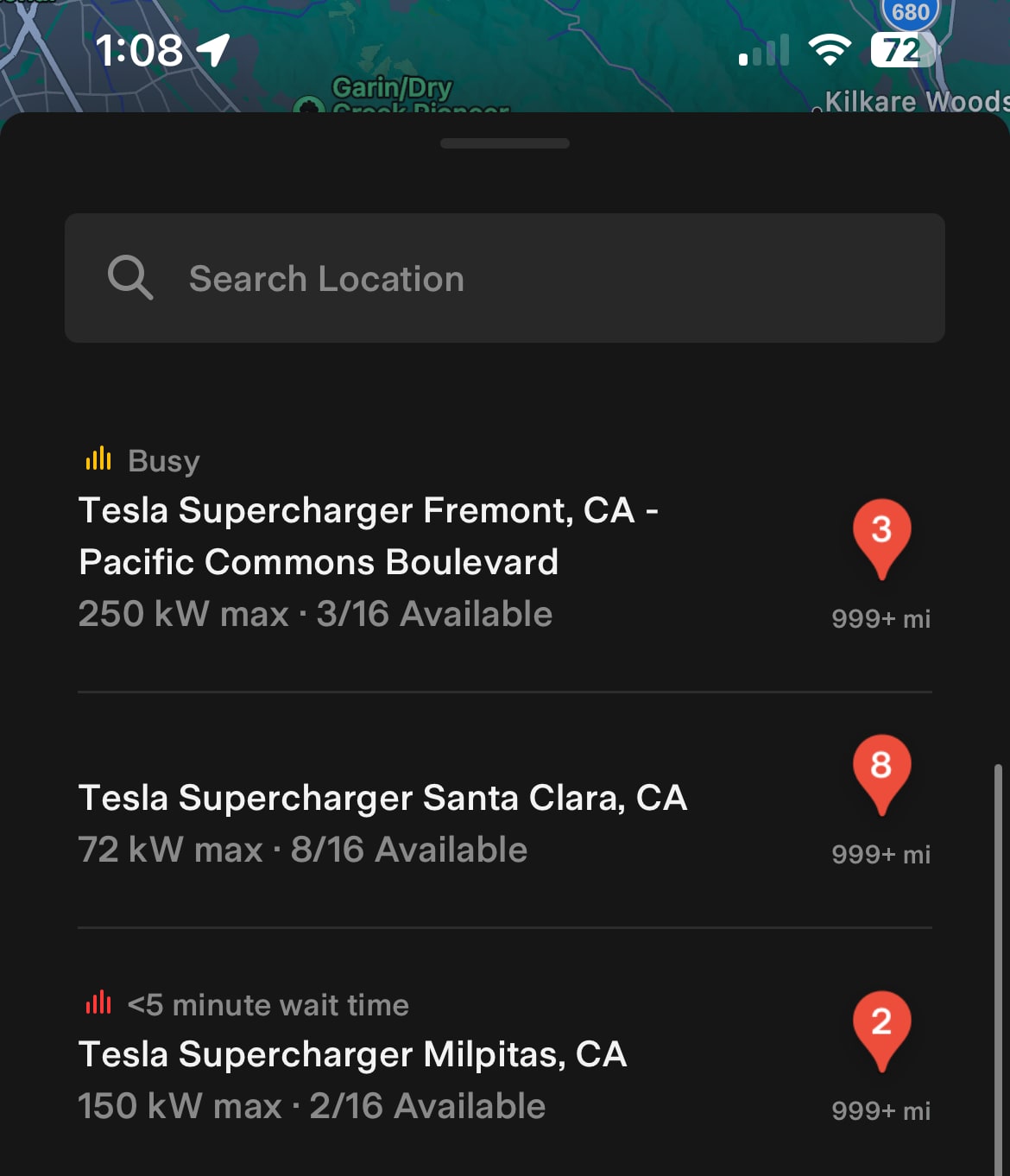 Tesla Supercharger Wait Times feature in update 4.19