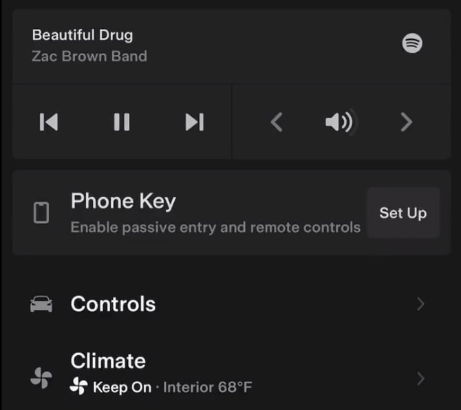 Tesla Phone Key Improvements feature in update 4.20.69