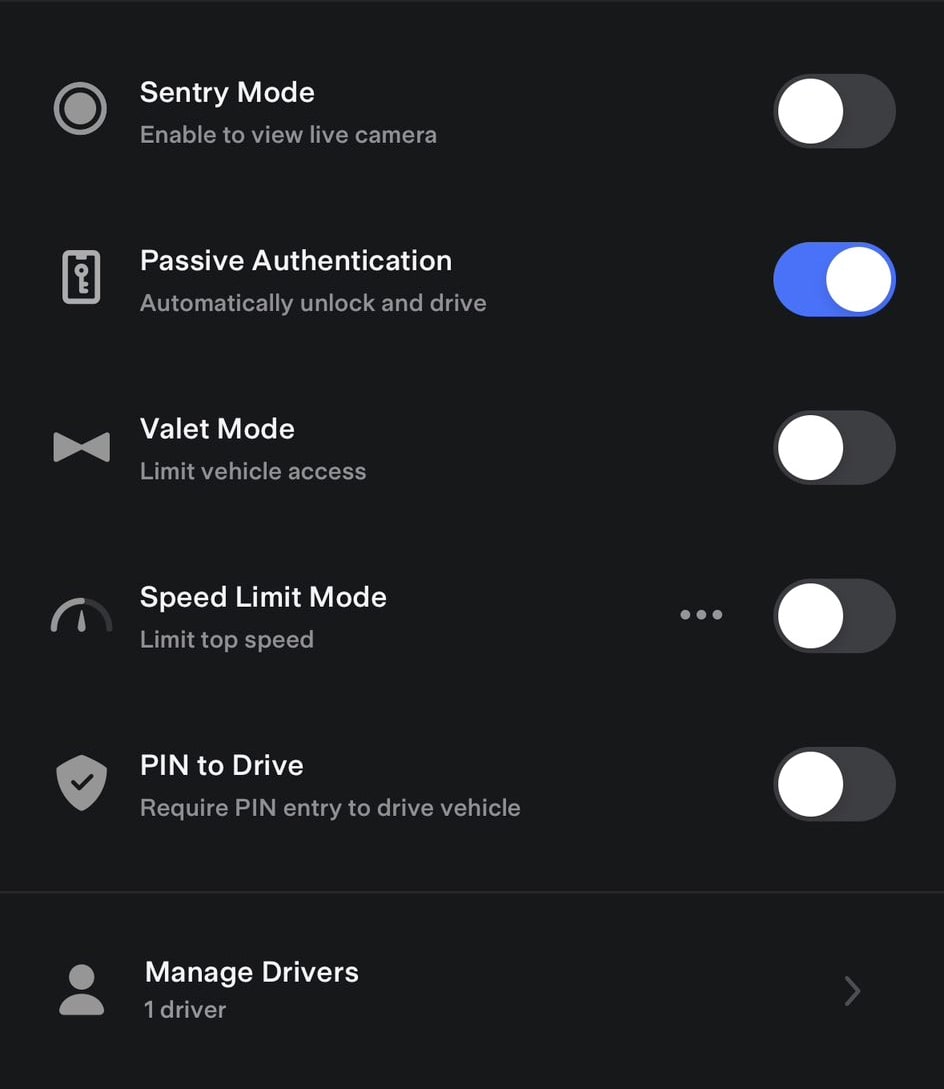 Tesla Set PIN to Drive feature in update 2023.20.9