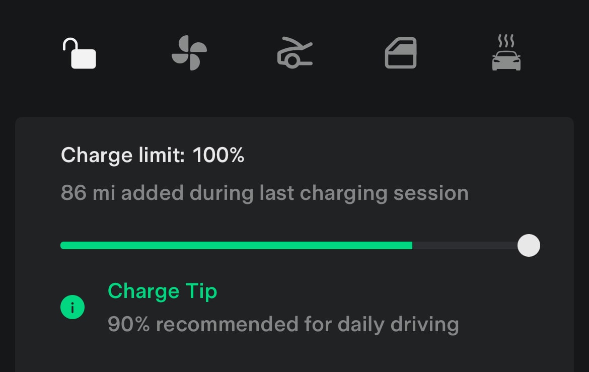 Tesla Charge Tips feature in update 4.22.5