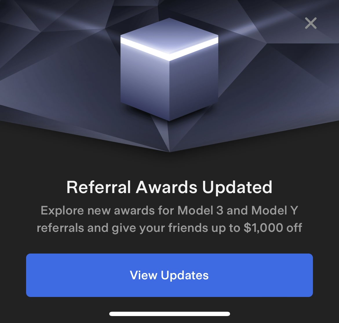 Tesla Referral Program Update feature in update 4.22.8