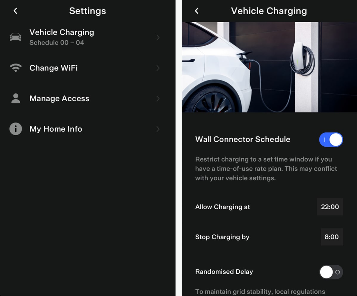 Tesla Wall Connector feature in update 4.23