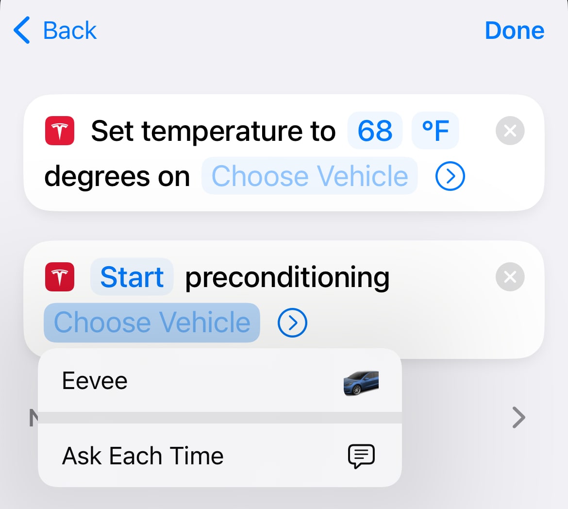 Tesla Apple Shortcuts Improvements feature in update 4.24.5