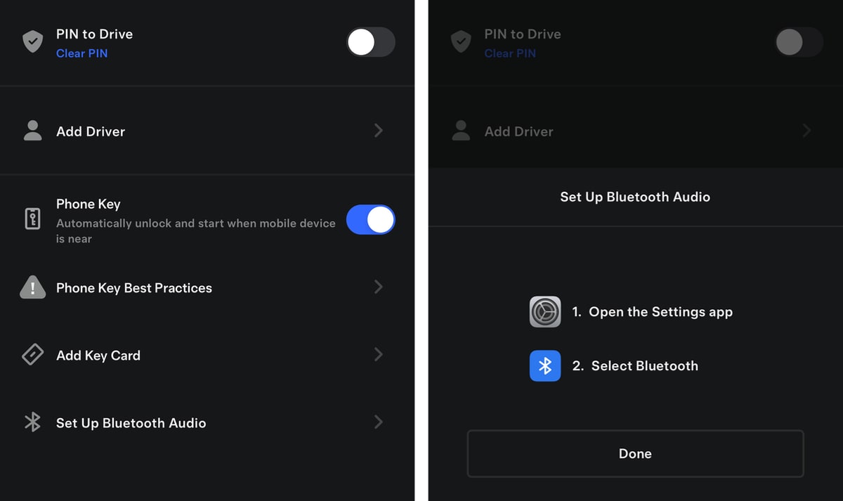 Tesla Bluetooth Audio feature in update 4.30.5