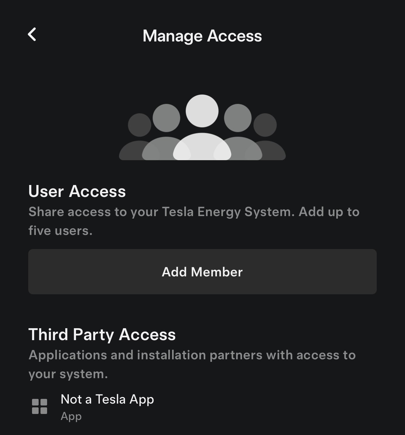 Tesla Third Party Access feature in update 4.32.0