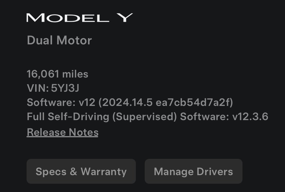 Tesla FSD Version feature in update 2024.14.7