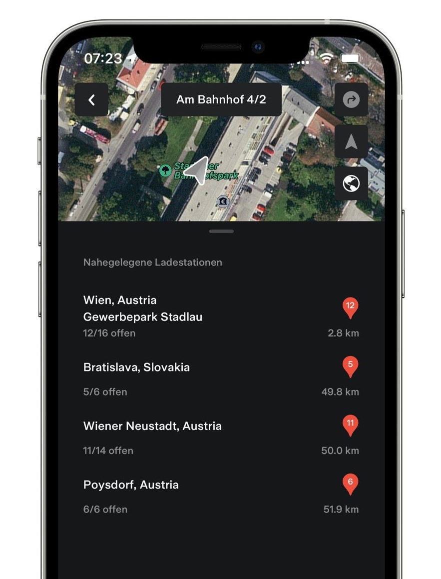 Tesla Nearby Superchargers feature in update 4.4