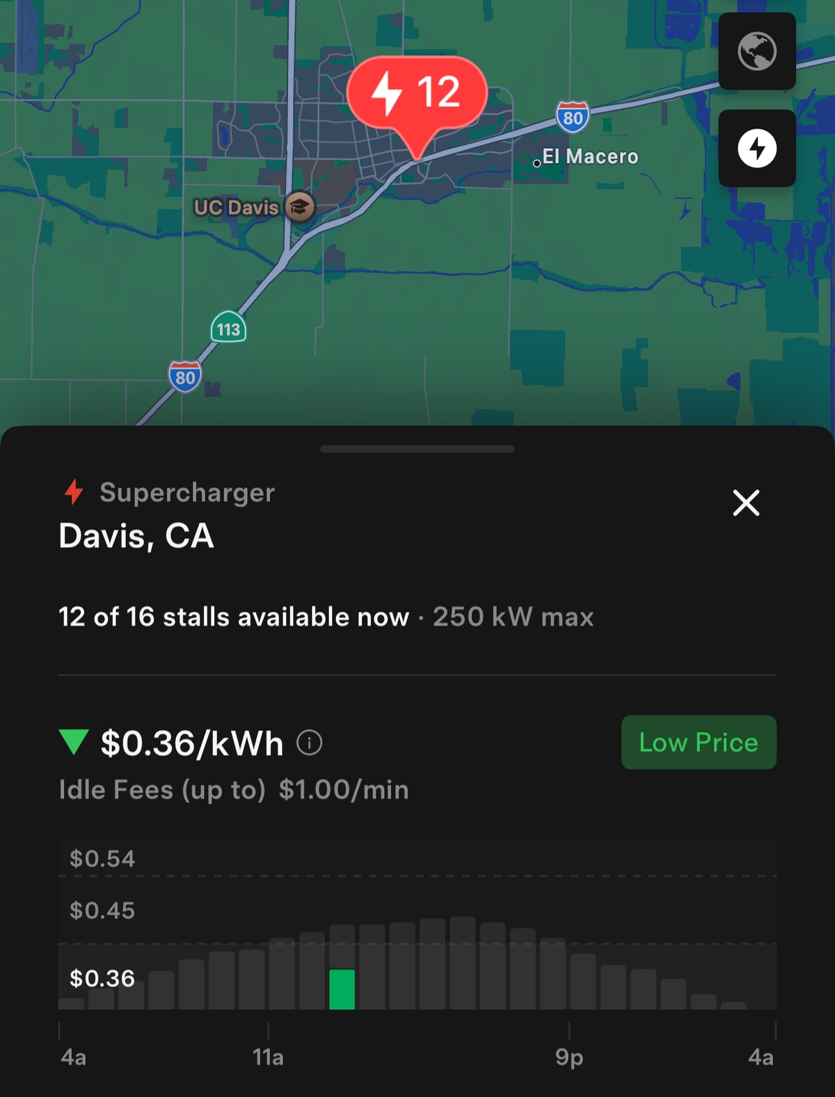 Tesla Supercharger Dynamic Pricing feature in update 4.44.5