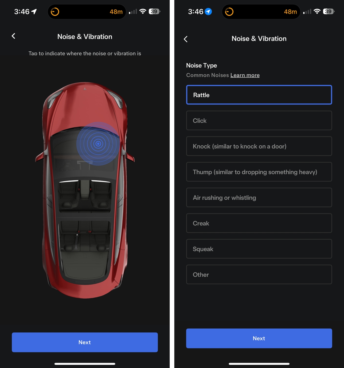 Tesla Service Improvements feature in update 4.44.5