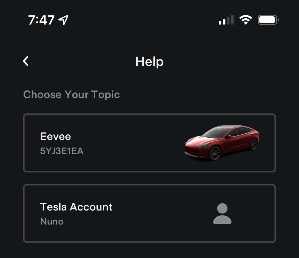 Tesla Contact Tesla feature in update 4.5