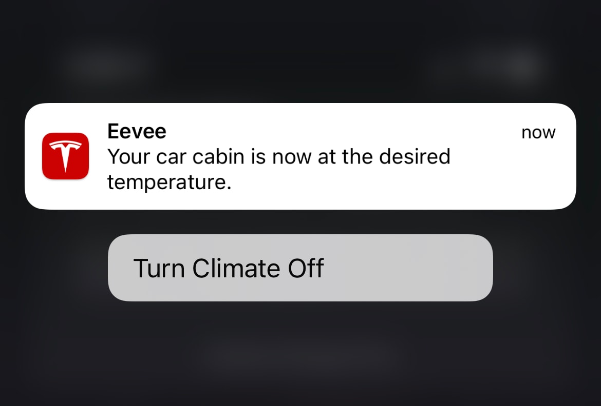 Tesla Actionable Notifications feature in update 4.6