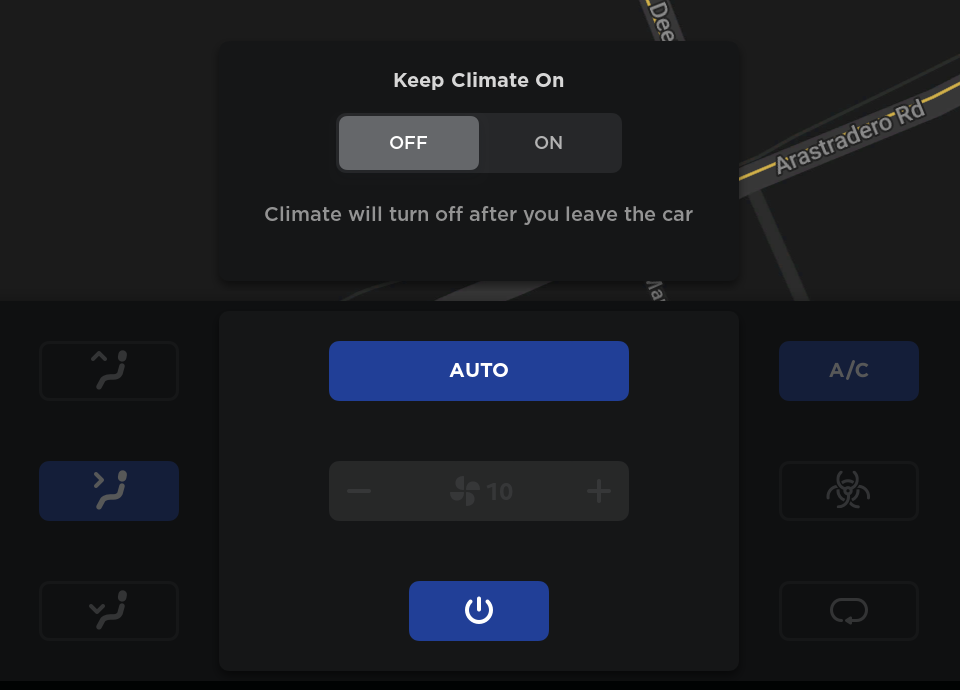 Tesla Climate Control feature in update 2018.39.2.1