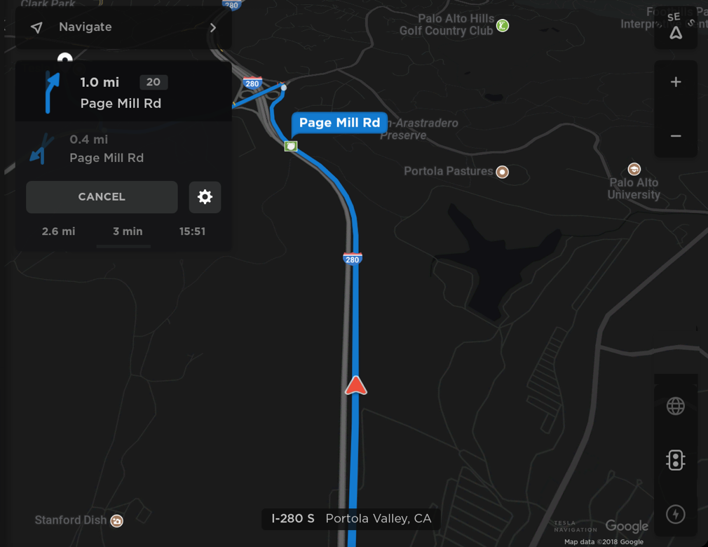 Tesla Navigation feature in update 2018.40