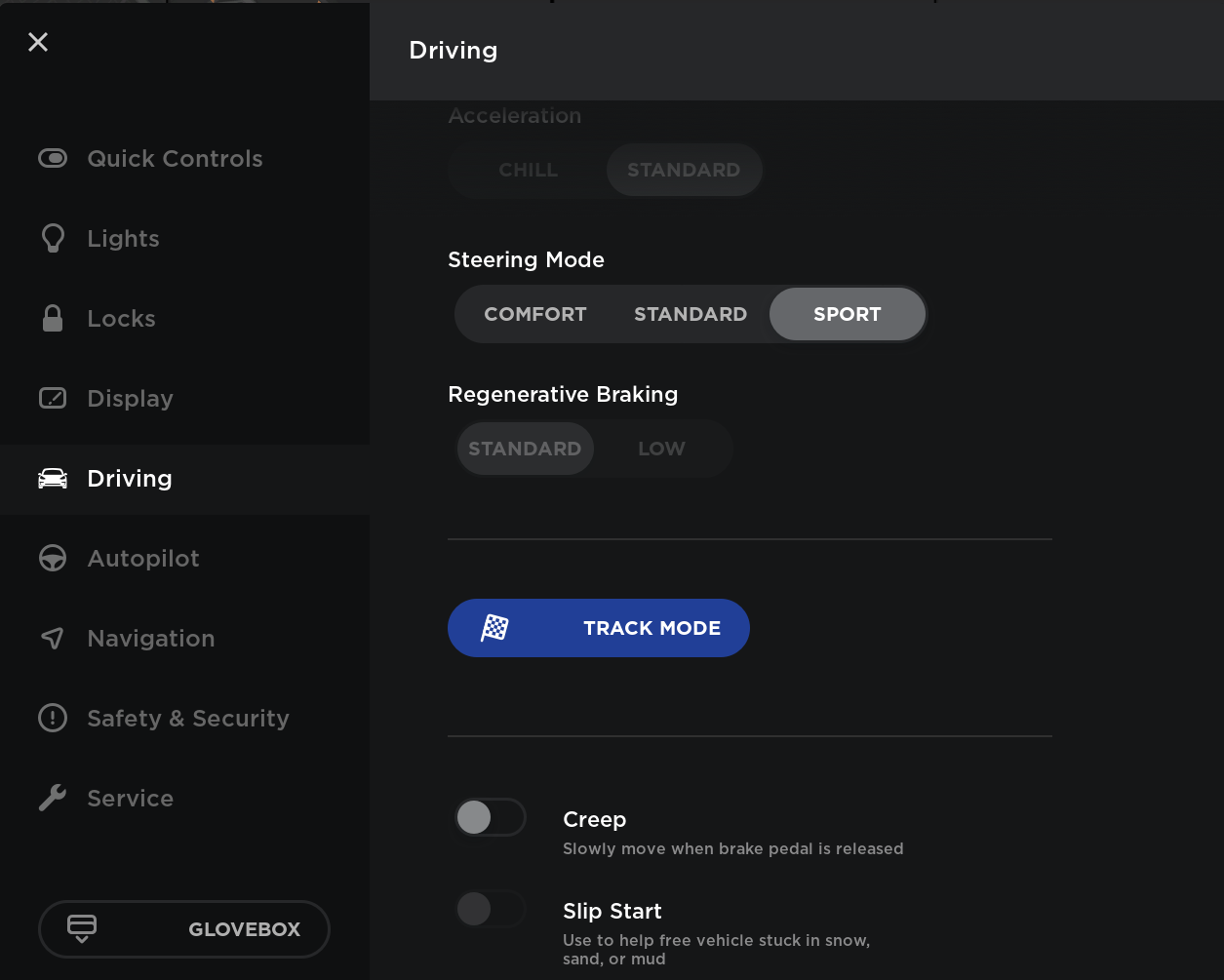 Tesla Track Mode feature in update 2018.42.2