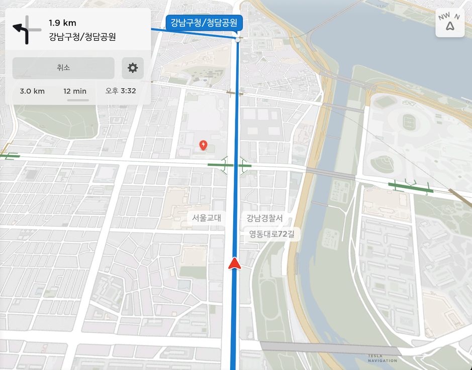 Tesla Navigation Guidance View Improvements feature in update 2019.40.1.1