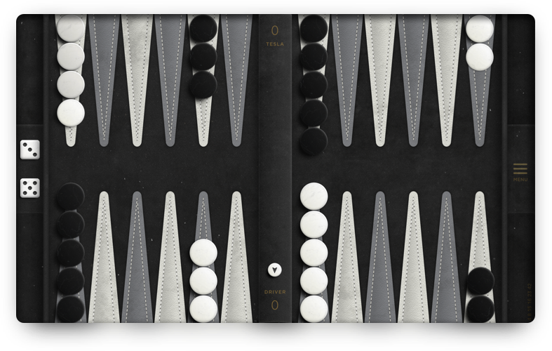 Tesla Backgammon feature in update 2019.40.50.1