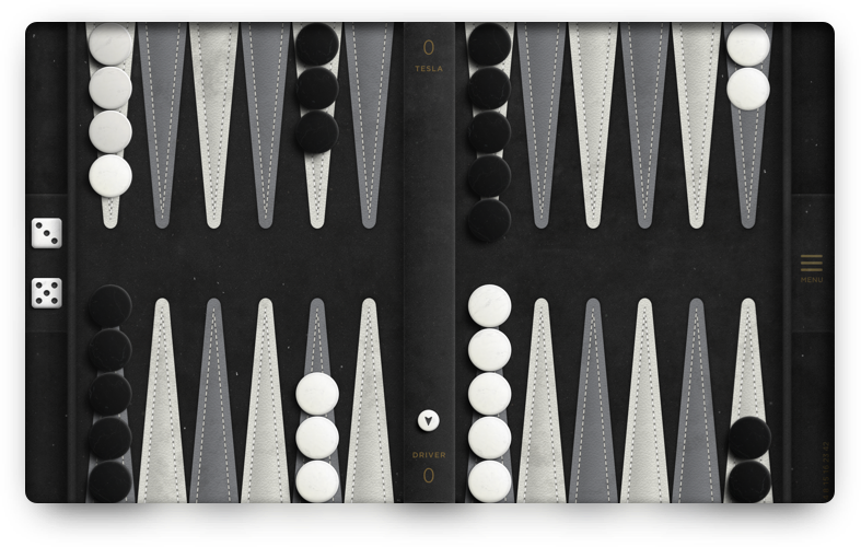 Tesla Backgammon（バックギャモン） feature in update 2019.40.50.1