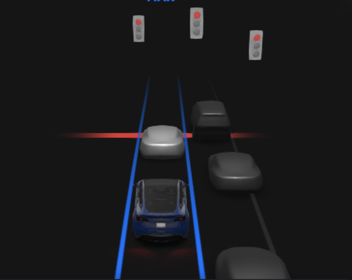 Tesla Trafikklys- og stoppskiltkontroll (Beta) feature in update 2020.12.1