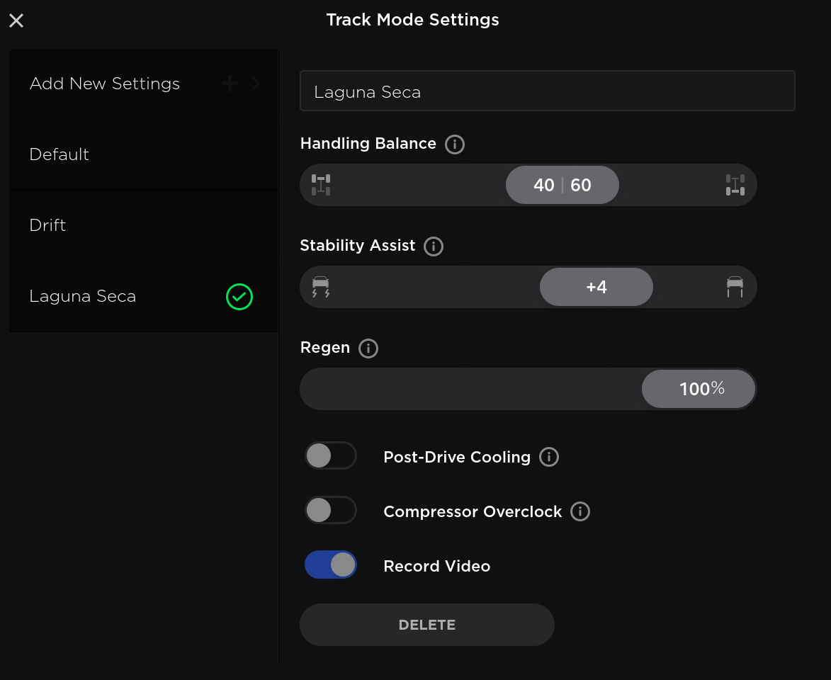 Tesla Verbeteringen van Track Mode feature in update 2020.12.1