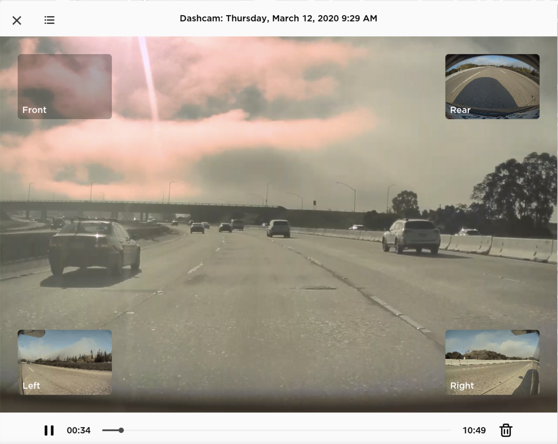Tesla Dashcam Viewer feature in update 2020.12.11.1