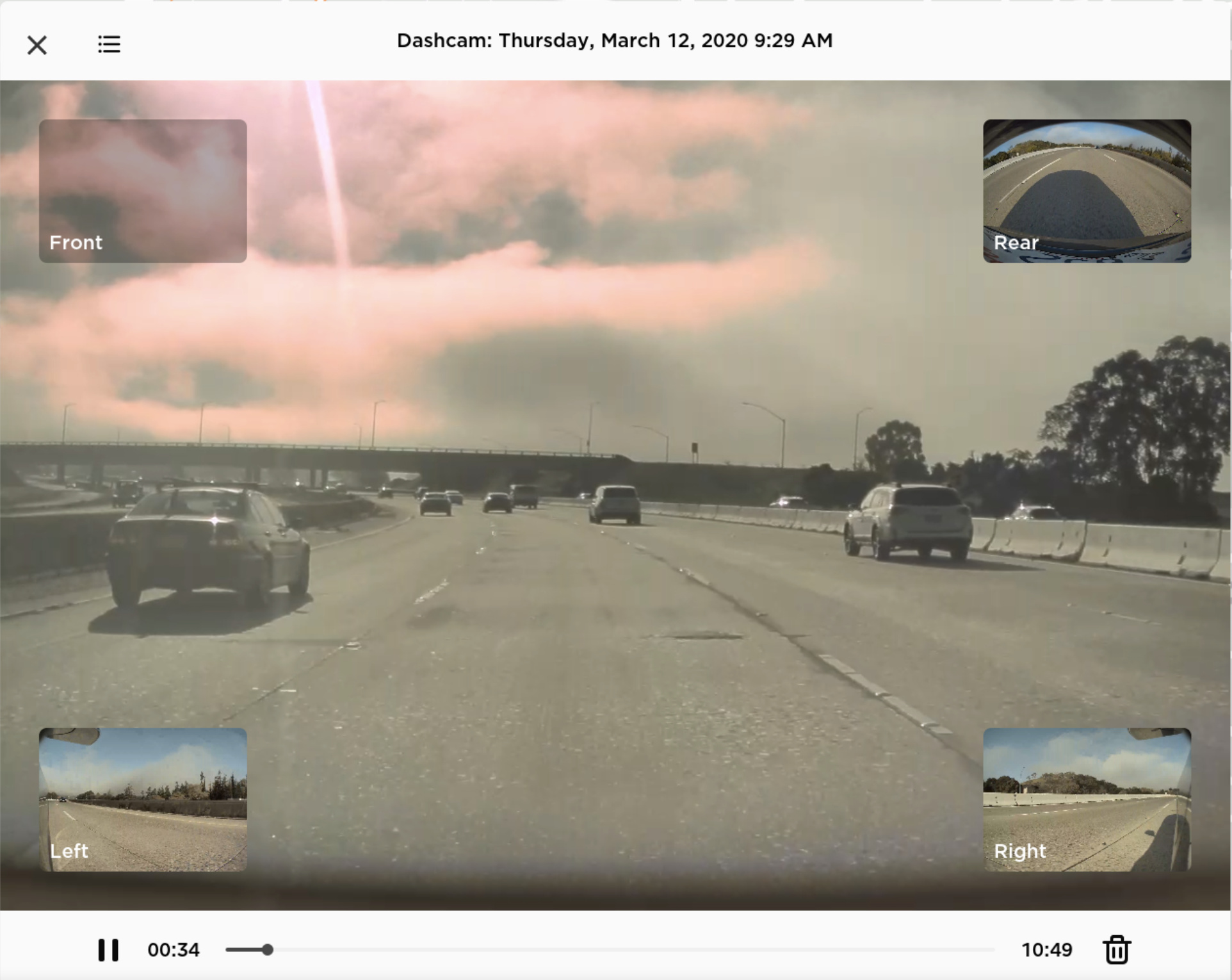 Tesla Visor de Dashcam feature in update 2020.12.11.1