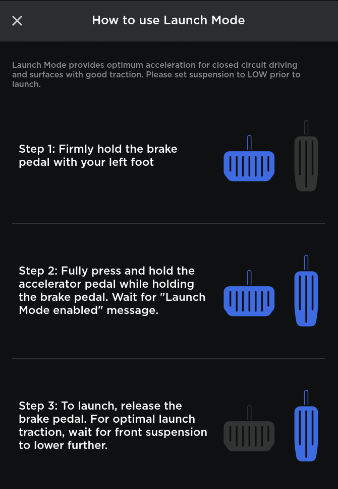 Tesla 性能和彈射模式功能改進 feature in update 2020.12.11.1