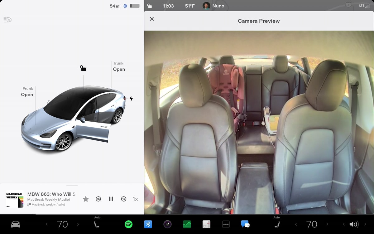 Tesla View Cabin Camera feature in update 2022.45.11