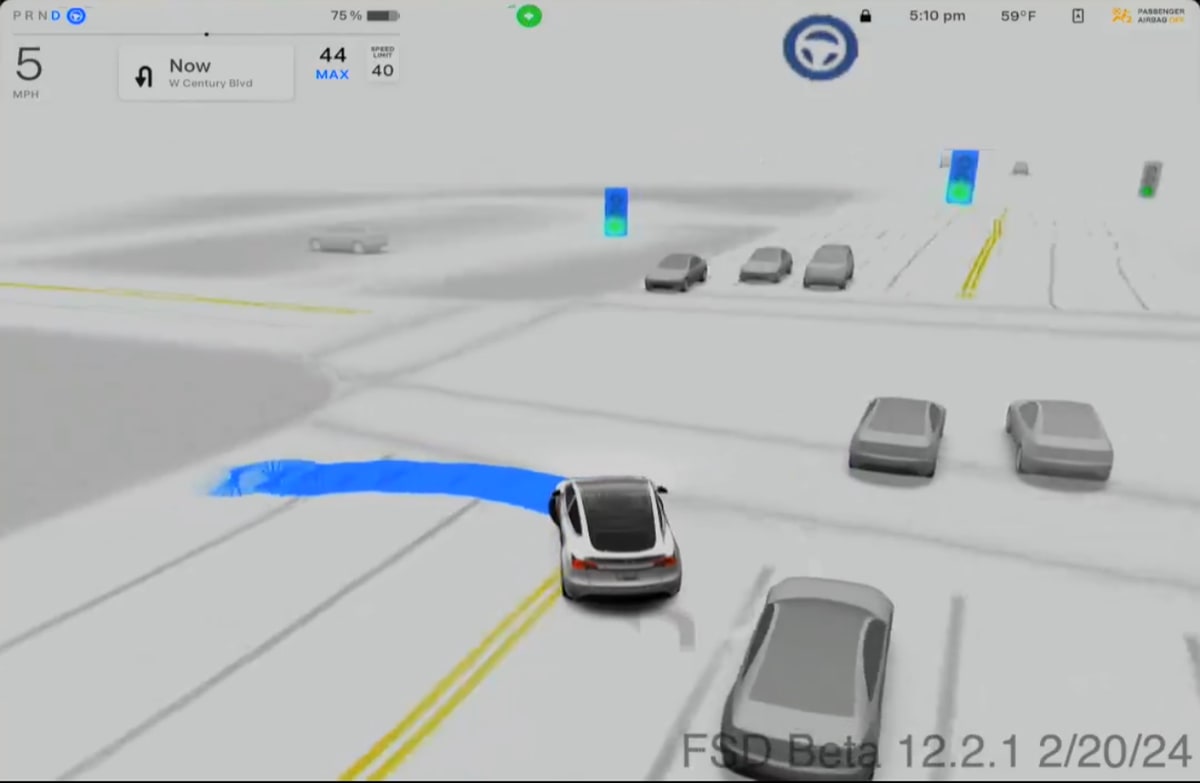 Tesla U-Turns feature in update 2023.44.30.30