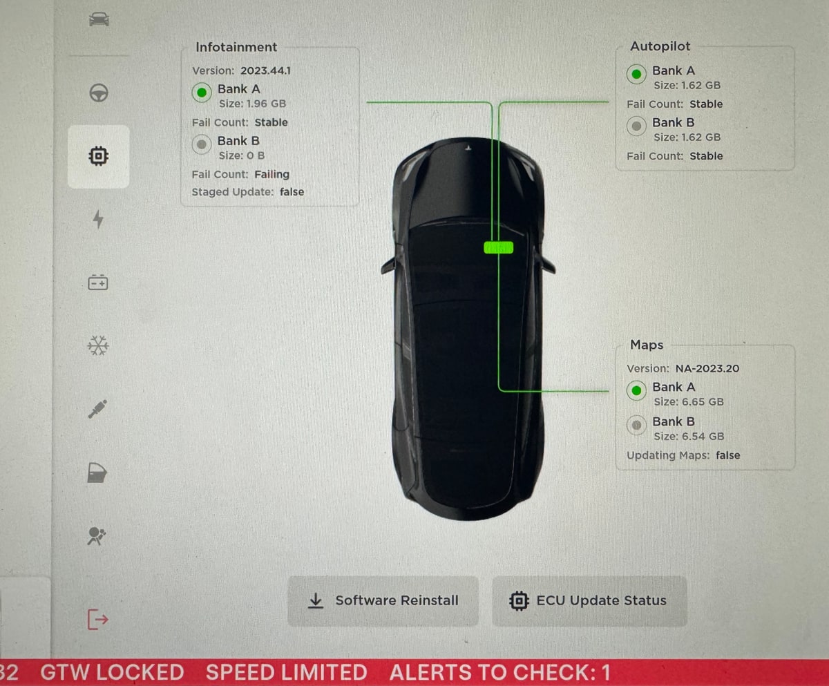 Tesla Service Mode Improvements feature in update 2023.44.1