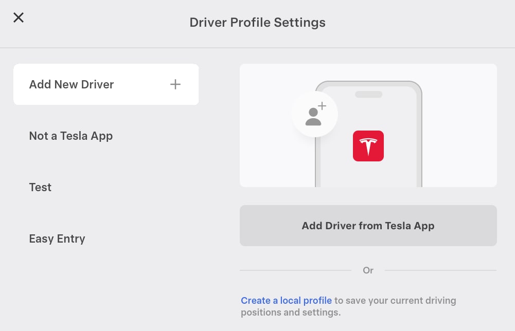 Tesla Driver Profile feature in update 2024.14.7
