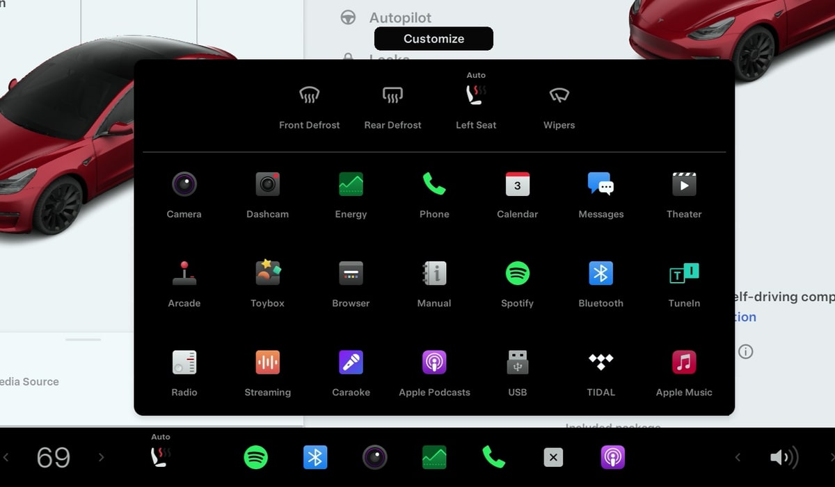 Tesla All Apps Menu feature in update 2024.2.8