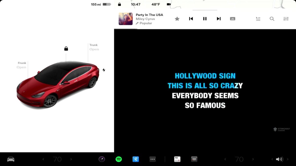 Tesla's version of karaoke is named Caraoke