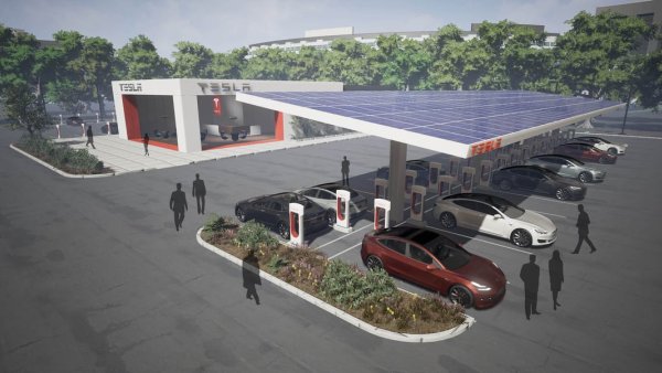 Tesla's long-term vision: Superchargers with Solar and Powerwalls