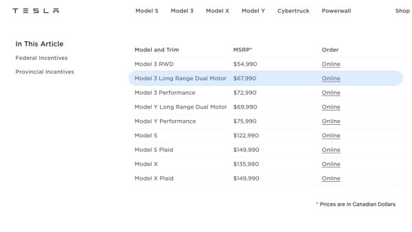 Tesla Model 3 Long Range Price Appears on Tesla's Website: Is It Set to Make a Comeback?