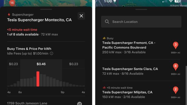 Tesla Adds Supercharger Prices and Wait Times to Tesla App