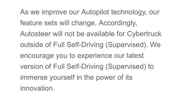 Tesla Will Not Offer Auto Steer on Cybertruck; Compensates with One Year of FSD