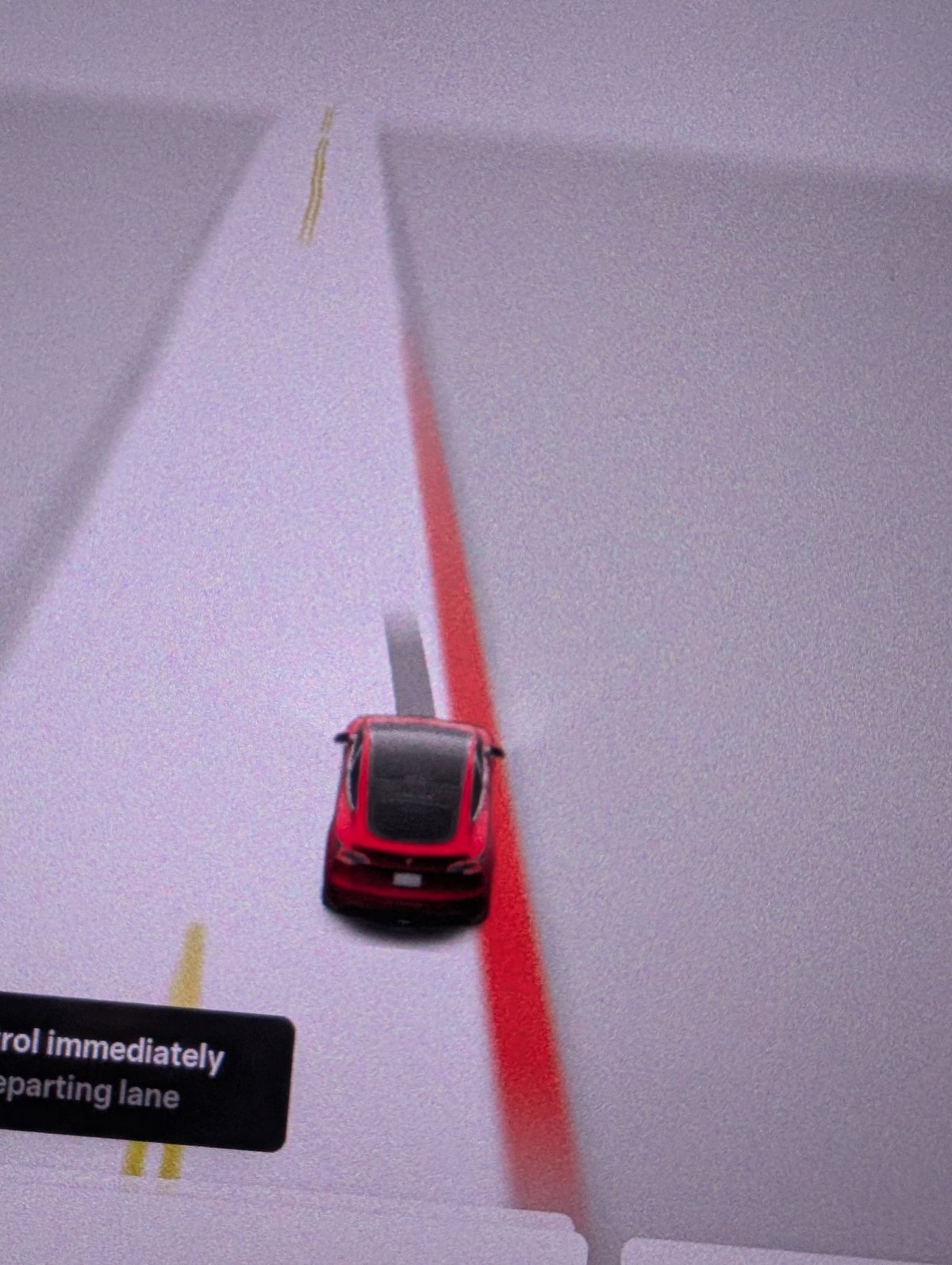 Note the red line with Emergency Lane Departure Avoidance on FSD.