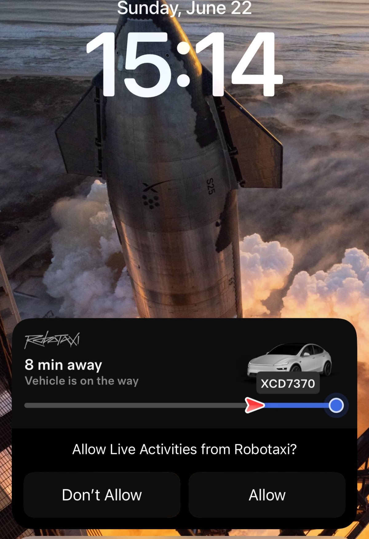 The Live Activities on iOS for the Robotaxi App