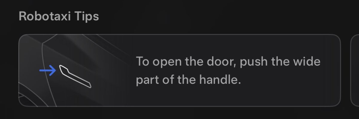 The helpful tip on how to open the door handles.