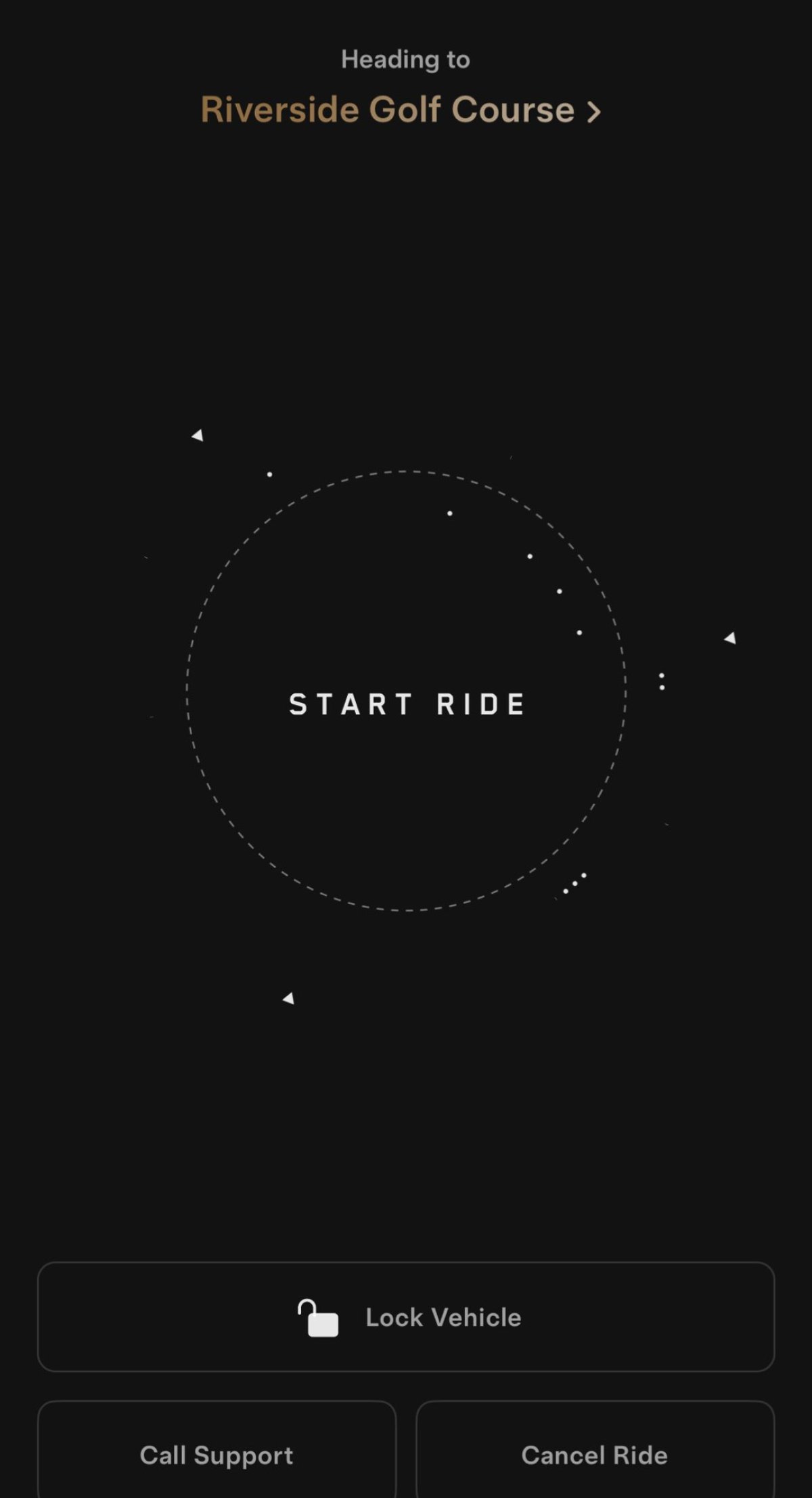 The Start Ride button in-app