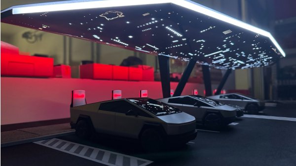 Tesla Plans CyberCanopy Supercharger with RGB Lighting and UFO-Inspired Design