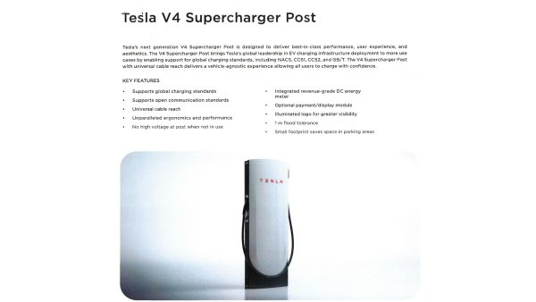 Additional Specs Revealed About Tesla's V4 Superchargers