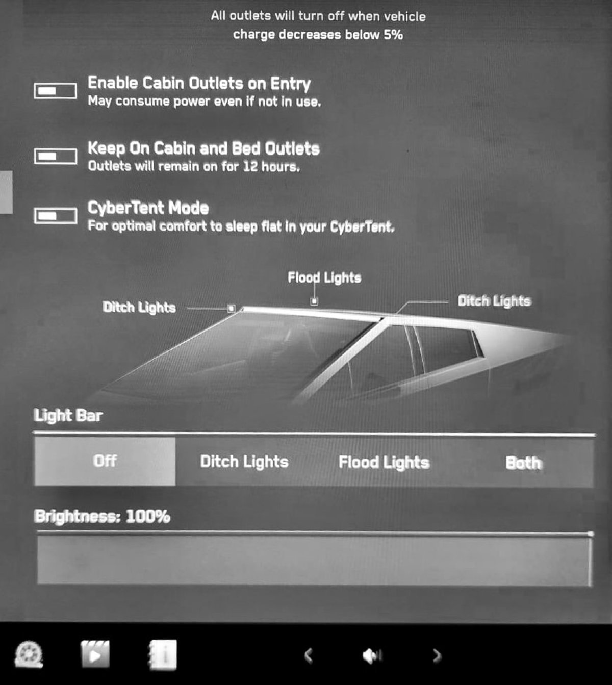 The new options that appear after you enable the Off-Road Lightbar