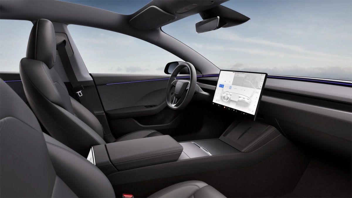 Gray headliner on the Model 3 Premium vs. all-black headliner on the Model 3 Performance