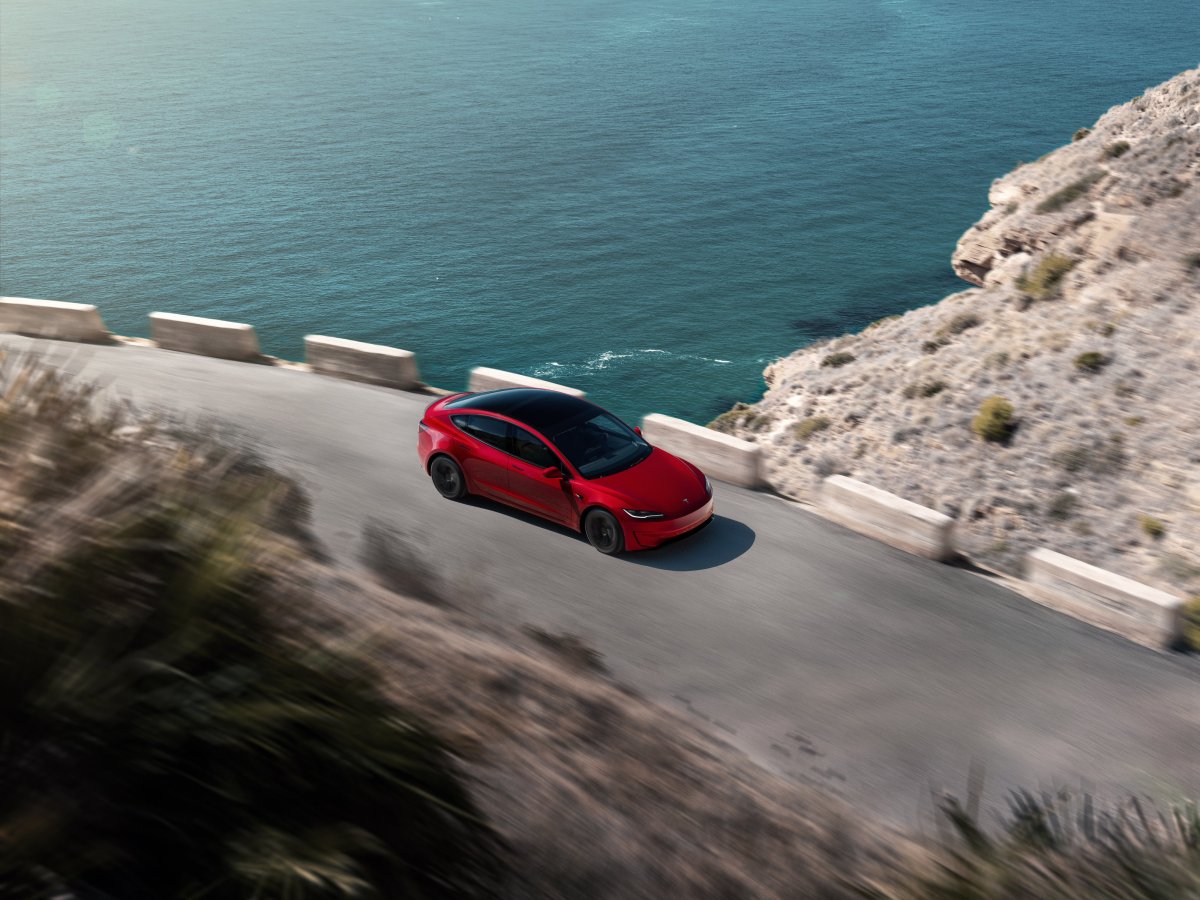 Exterior view of the new Tesla Model 3 Performance