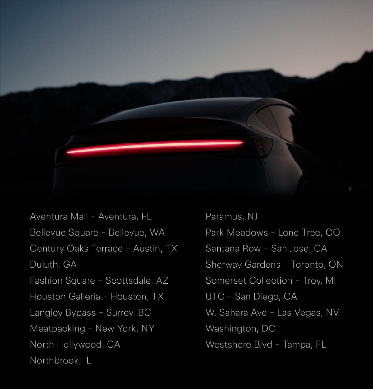 New Model Y Displays in North America